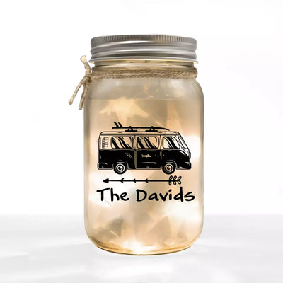 Camping RVs - Personalized Mason Jar Light, Gift For Family, Camping Gift - MJL18