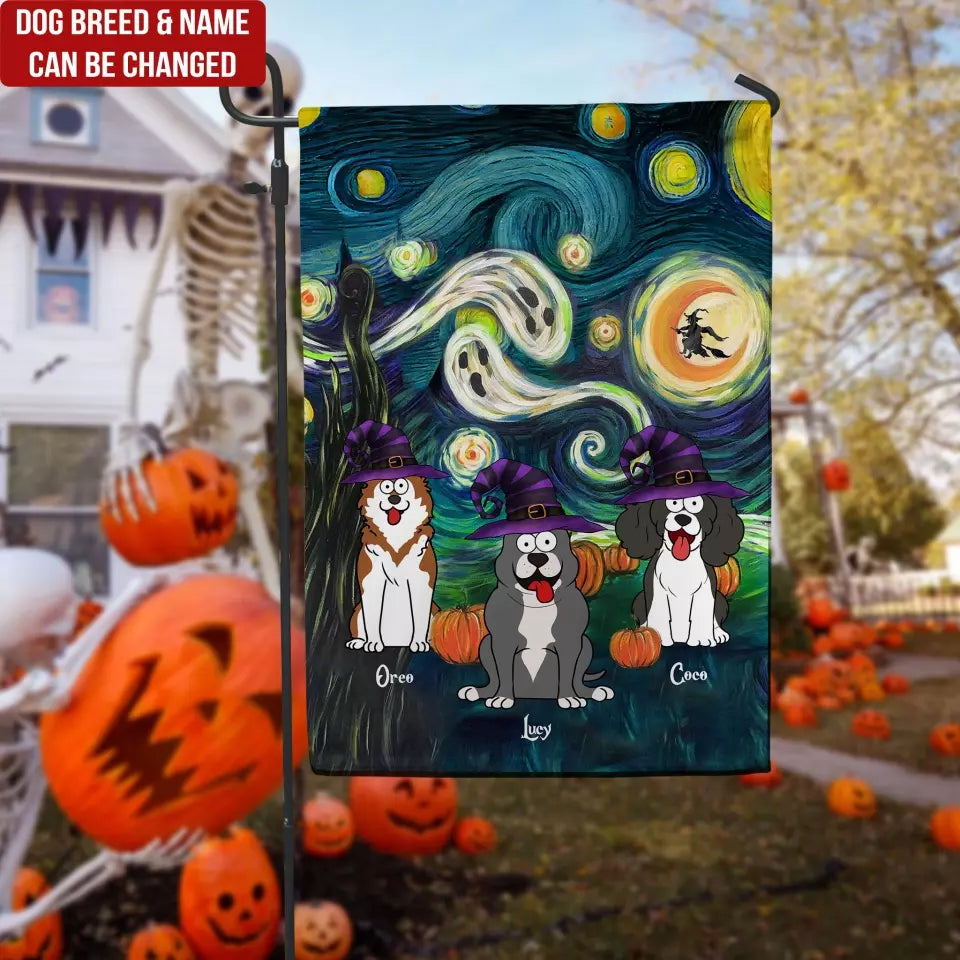 Dog Halloween Starry Night - Personalized Garden Flag, Gift For Dog Lovers - GF137AN