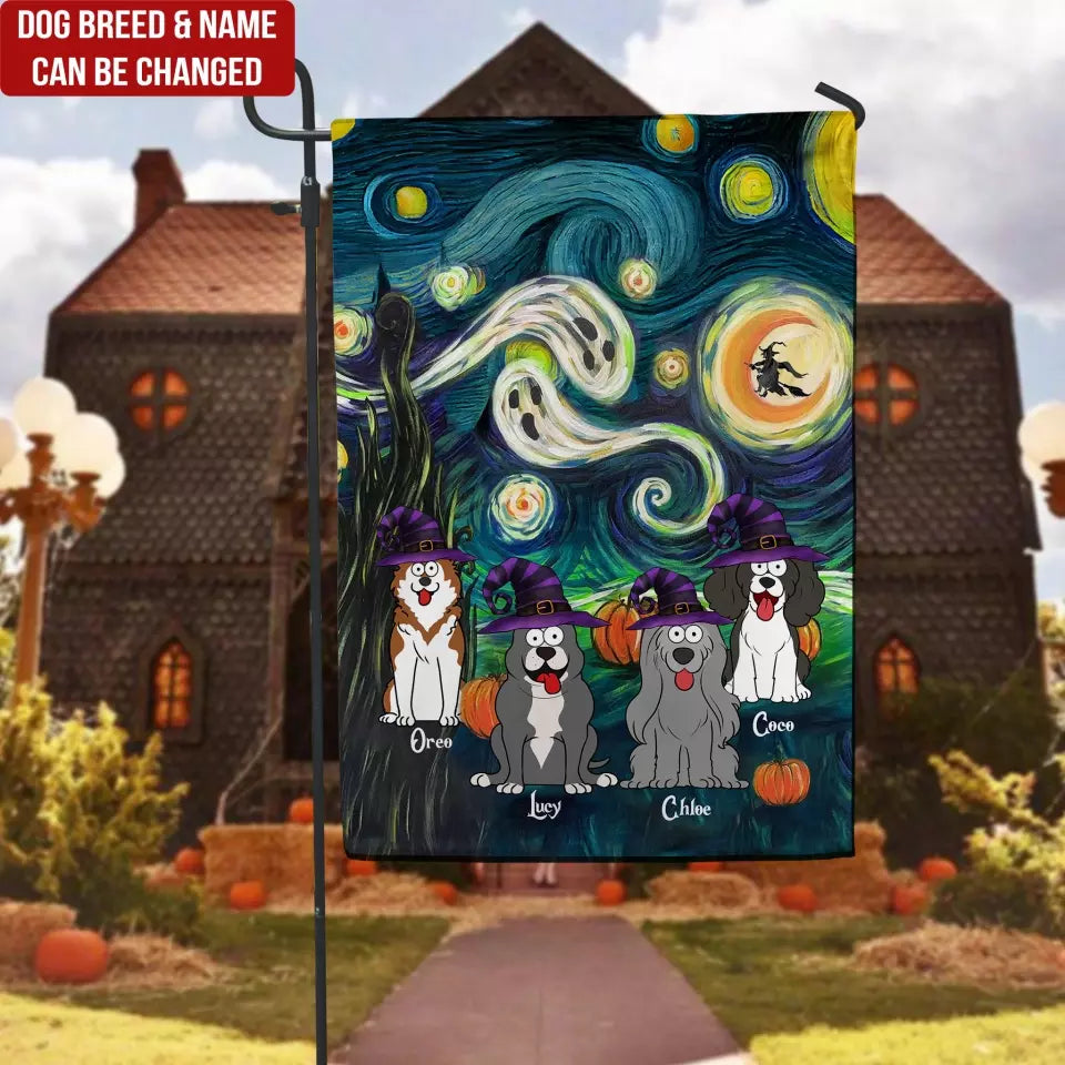 Dog Halloween Starry Night - Personalized Garden Flag, Gift For Dog Lovers - GF137AN