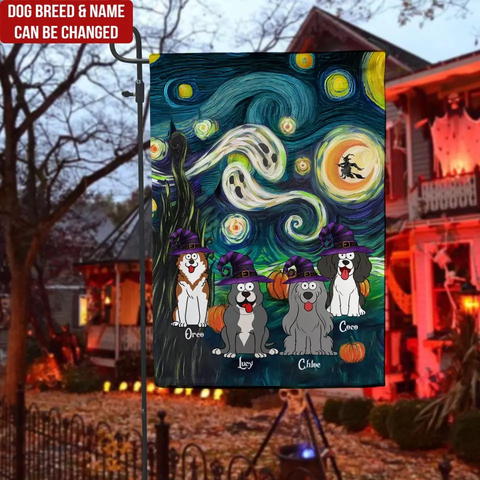 Dog Halloween Starry Night - Personalized Garden Flag, Gift For Dog Lovers - GF137AN