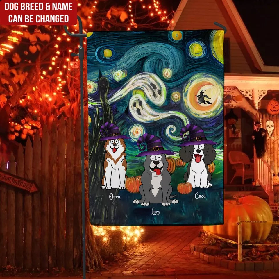 Dog Halloween Starry Night - Personalized Garden Flag, Gift For Dog Lovers - GF137AN