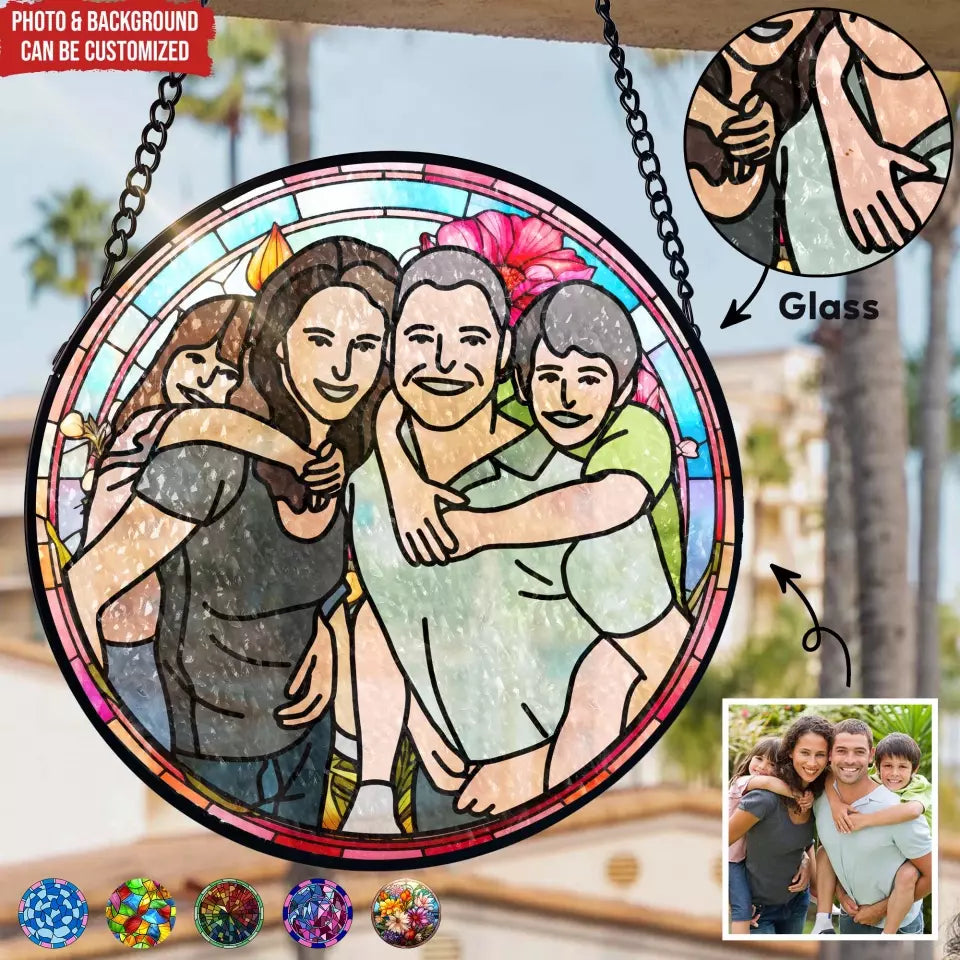 Custom Family Portrait - Personalized Window Stained Glass, Transform Your Photos Into Art - WSG123TL