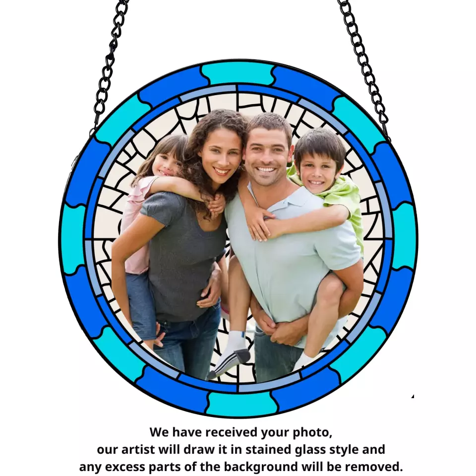 Custom Family Portrait - Personalized Window Stained Glass, Transform Your Photos Into Art - WSG123TL