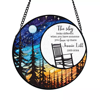 The Sky Looks Different When You Have Someone You Love Up There - Personalized Wind Stained Glass - WSG89TL