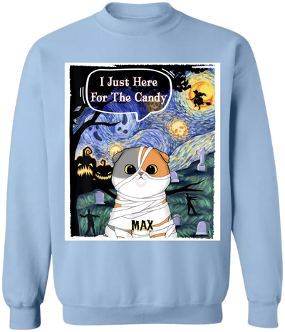 I Just Here For The Candy - Personalized T-Shirt, Gift For Cat Lover, Halloween Gift - TS114TL