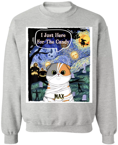 I Just Here For The Candy - Personalized T-Shirt, Gift For Cat Lover, Halloween Gift - TS114TL