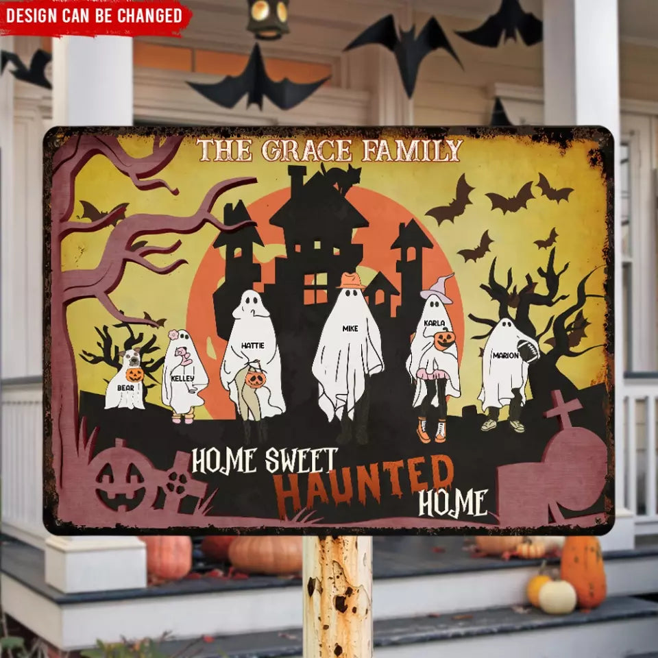 Home Sweet Haunted Home - Personalized Metal Sign, Gift For Family, Halloween Gift - MTS144AN