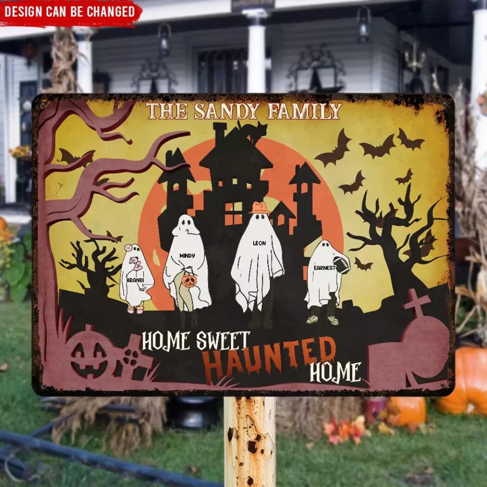 Home Sweet Haunted Home - Personalized Metal Sign, Gift For Family, Halloween Gift - MTS144AN