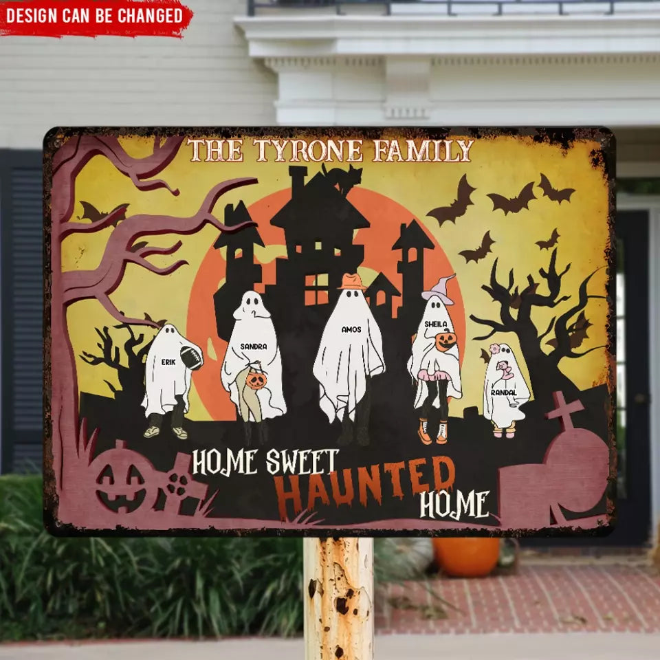 Home Sweet Haunted Home - Personalized Metal Sign, Gift For Family, Halloween Gift - MTS144AN