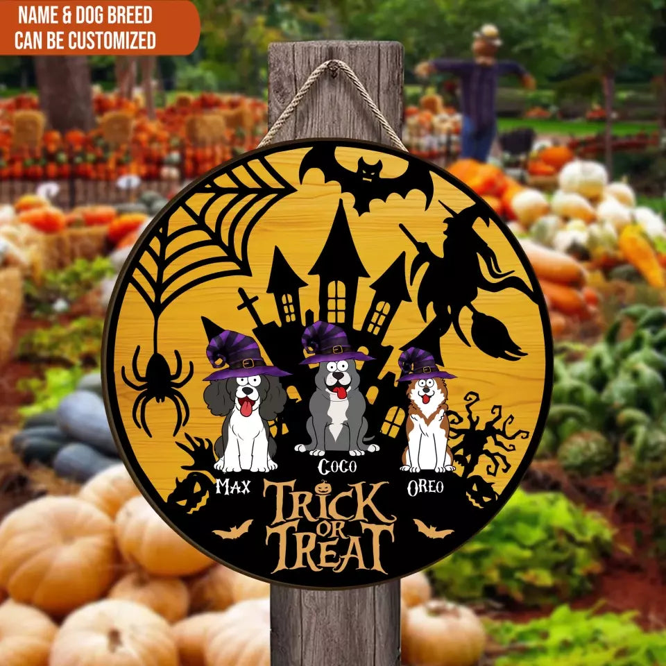 Trick Or Treat Pet Halloween - Personalized Wood Sign, Gift For Pet Lovers, Halloween Decor - DS145AN