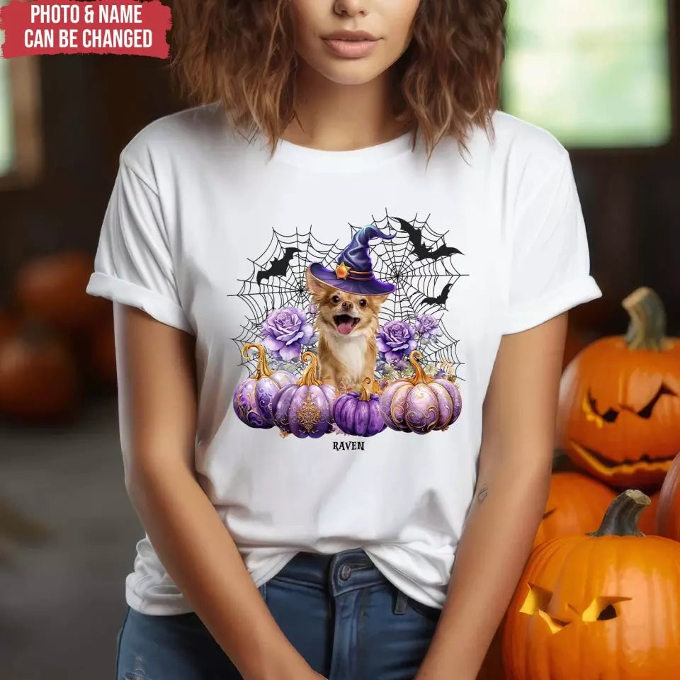 Halloween Dog Witch And Pumpkin - Personalized T-Shirt, Gift For Dog Lovers, Halloween Shirt - TS152AN