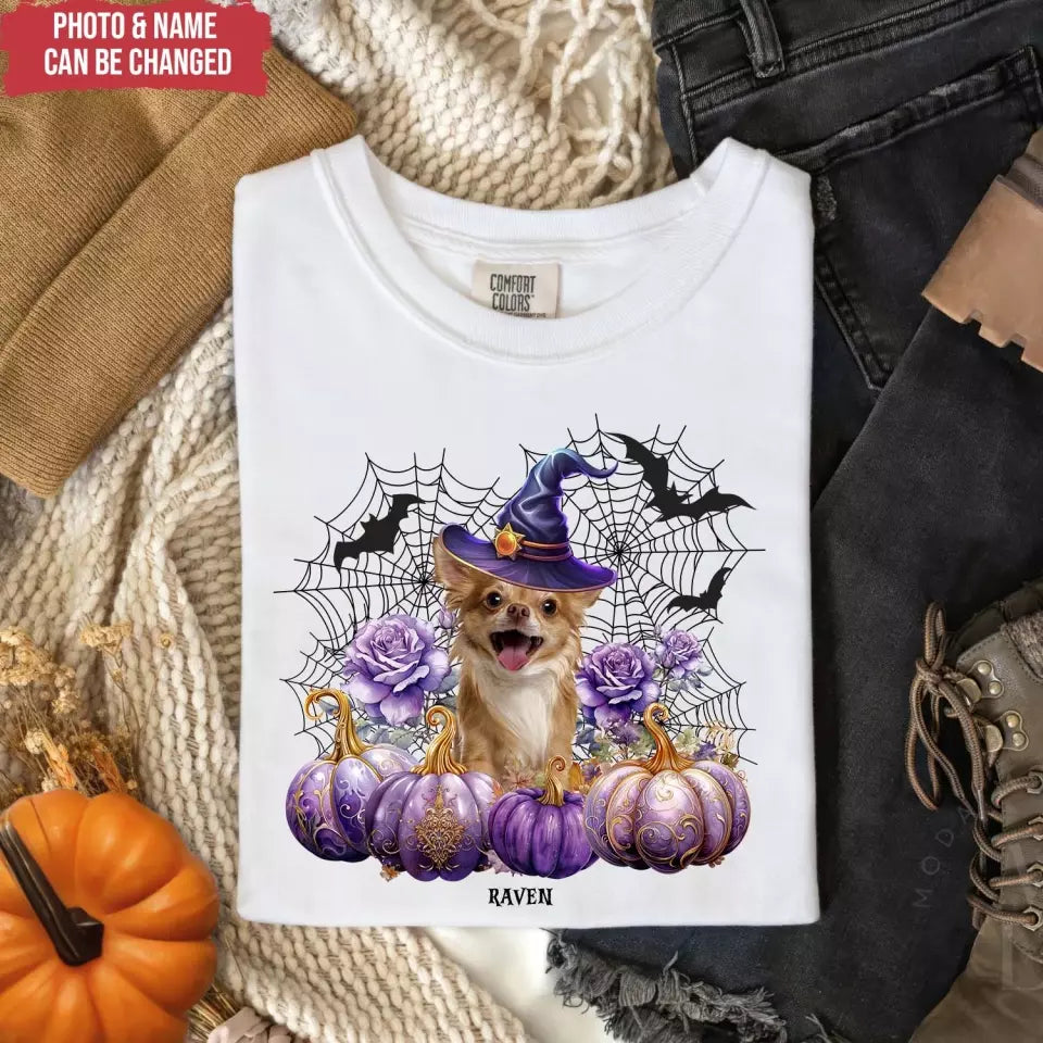 Halloween Dog Witch And Pumpkin - Personalized T-Shirt, Gift For Dog Lovers, Halloween Shirt - TS152AN