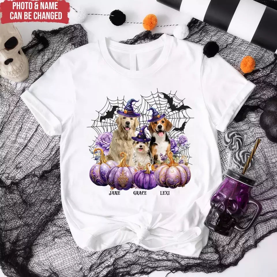 Halloween Dog Witch And Pumpkin - Personalized T-Shirt, Gift For Dog Lovers, Halloween Shirt - TS152AN