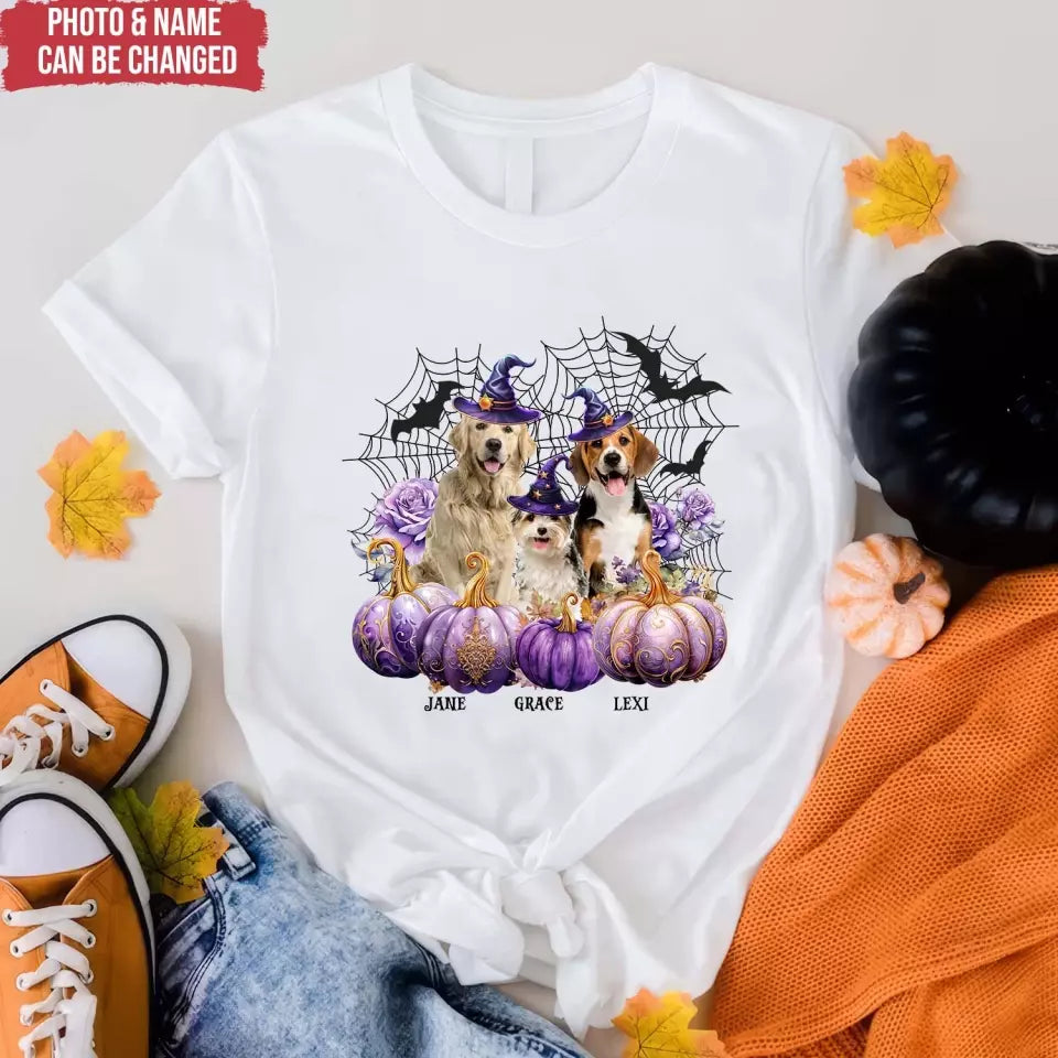 Halloween Dog Witch And Pumpkin - Personalized T-Shirt, Gift For Dog Lovers, Halloween Shirt - TS152AN