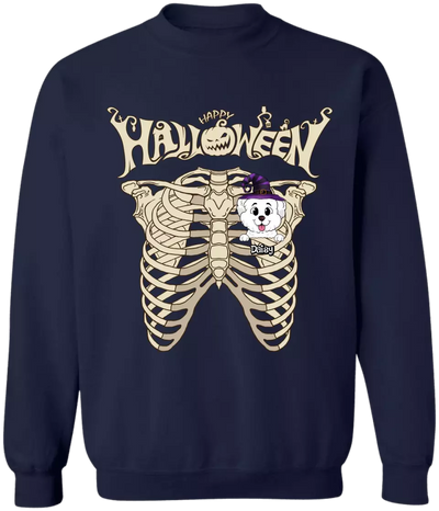 Happy Halloween, Bone With Dog - Personalized T-Shirt, Halloween Gift For Dog Lover - TS120TL