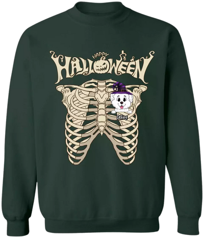 Happy Halloween, Bone With Dog - Personalized T-Shirt, Halloween Gift For Dog Lover - TS120TL