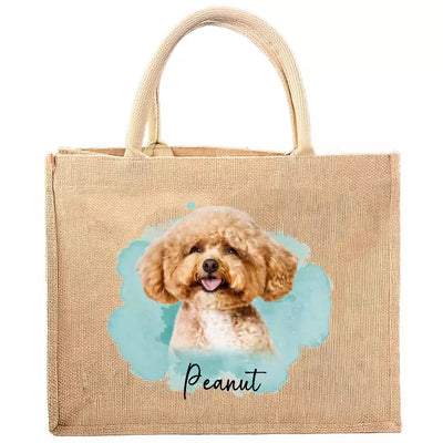 Custom Pet Photo With Colorful Background - Personalized Jute Tote Bag, Pet Stuff Tote Bag - JTB59UP