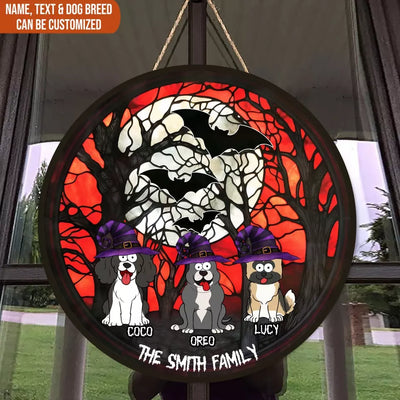 Dog Halloween Spooky Bats In Full Moon - Personalized Wood Sign, Gift For Dog Lovers, Halloween Gift - DS141AN