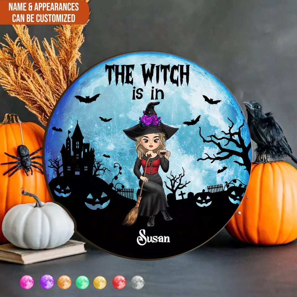 The Witch Is In - Personalized Wood Sign, Halloween Gift, Halloween Decor - DS05YV