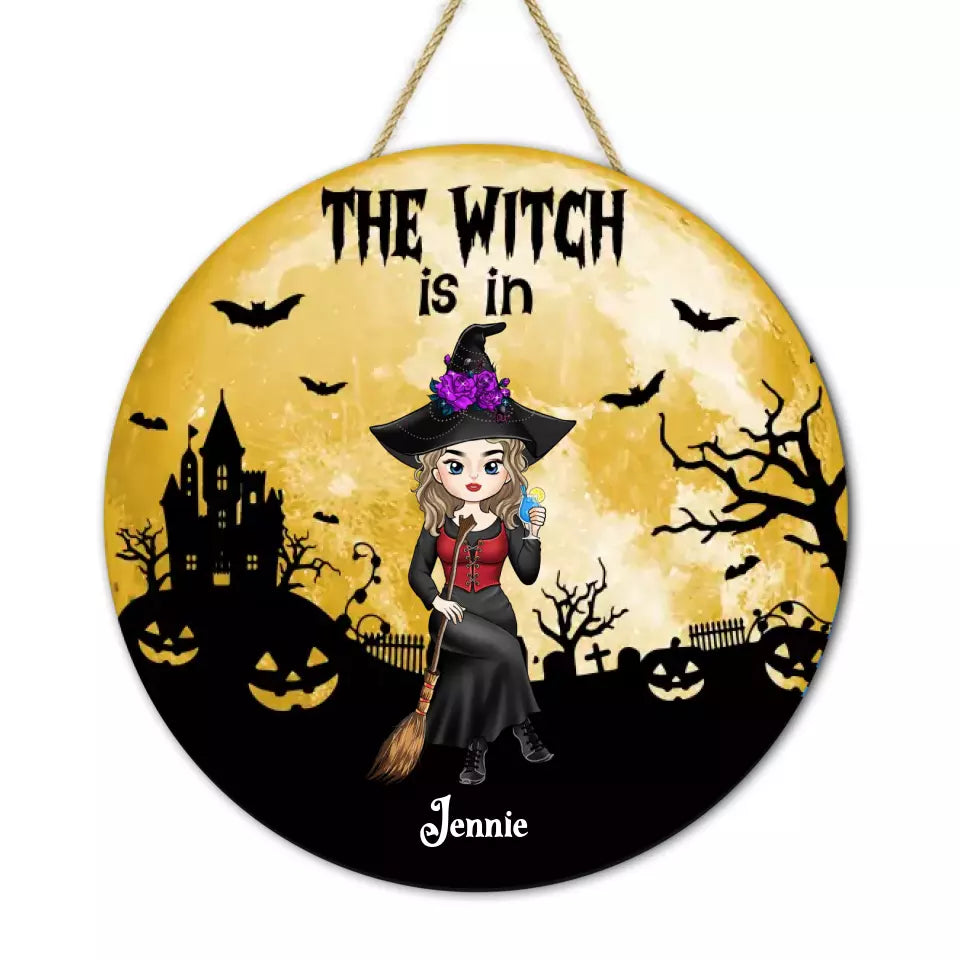 The Witch Is In - Personalized Wood Sign, Halloween Gift, Halloween Decor - DS05YV