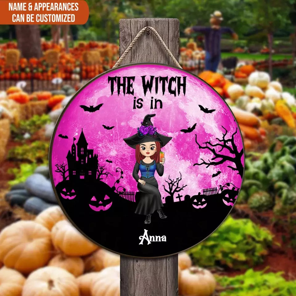 The Witch Is In - Personalized Wood Sign, Halloween Gift, Halloween Decor - DS05YV