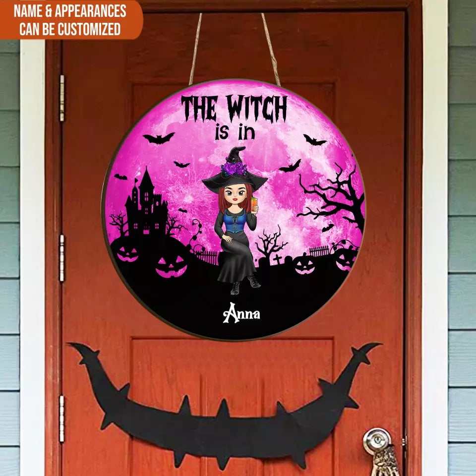 The Witch Is In - Personalized Wood Sign, Halloween Gift, Halloween Decor - DS05YV