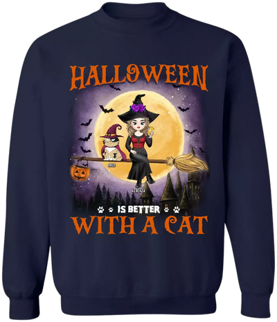 Halloween Is Better With A Cat - Personalized T-Shirt, Gift For Cat Lover - TS121TL