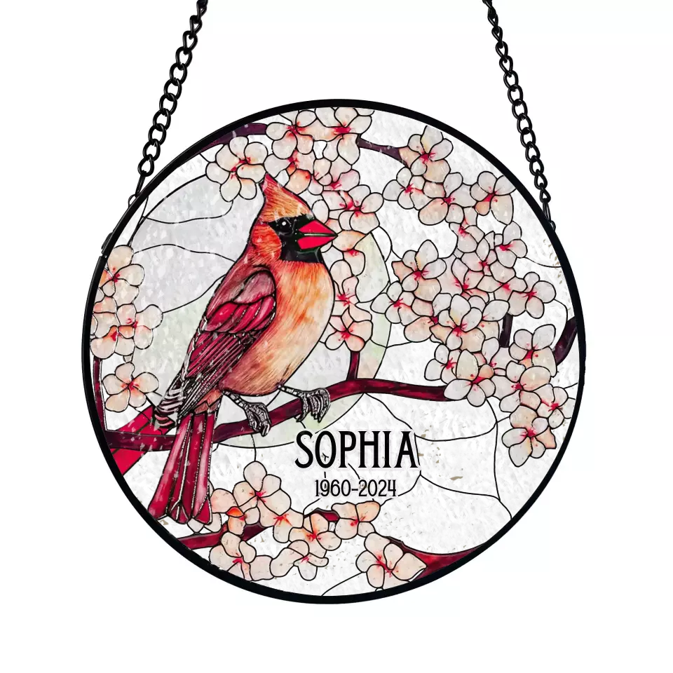 Cardinals Appear When Angels Are Near - Personalized Window Stained Glass - WSG81TL