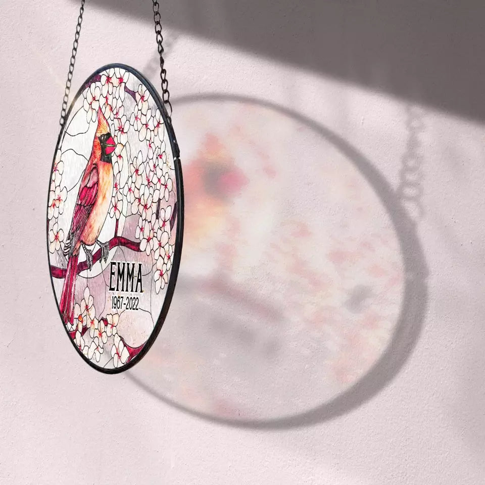 Cardinals Appear When Angels Are Near - Personalized Window Stained Glass - WSG81TL