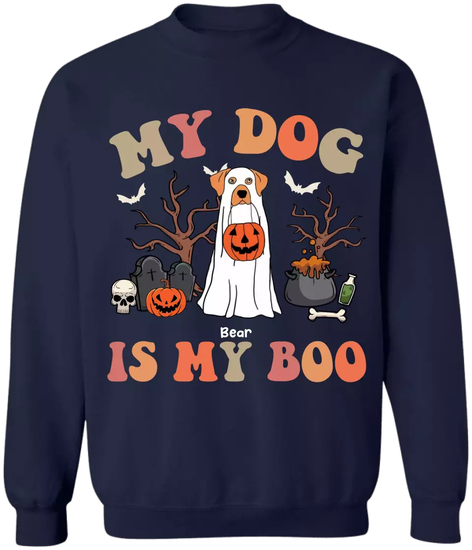 My Dog Is My Boo - Personalized T-Shirt, Gift For Dog Lovers, Halloween Gifts - TS157AN