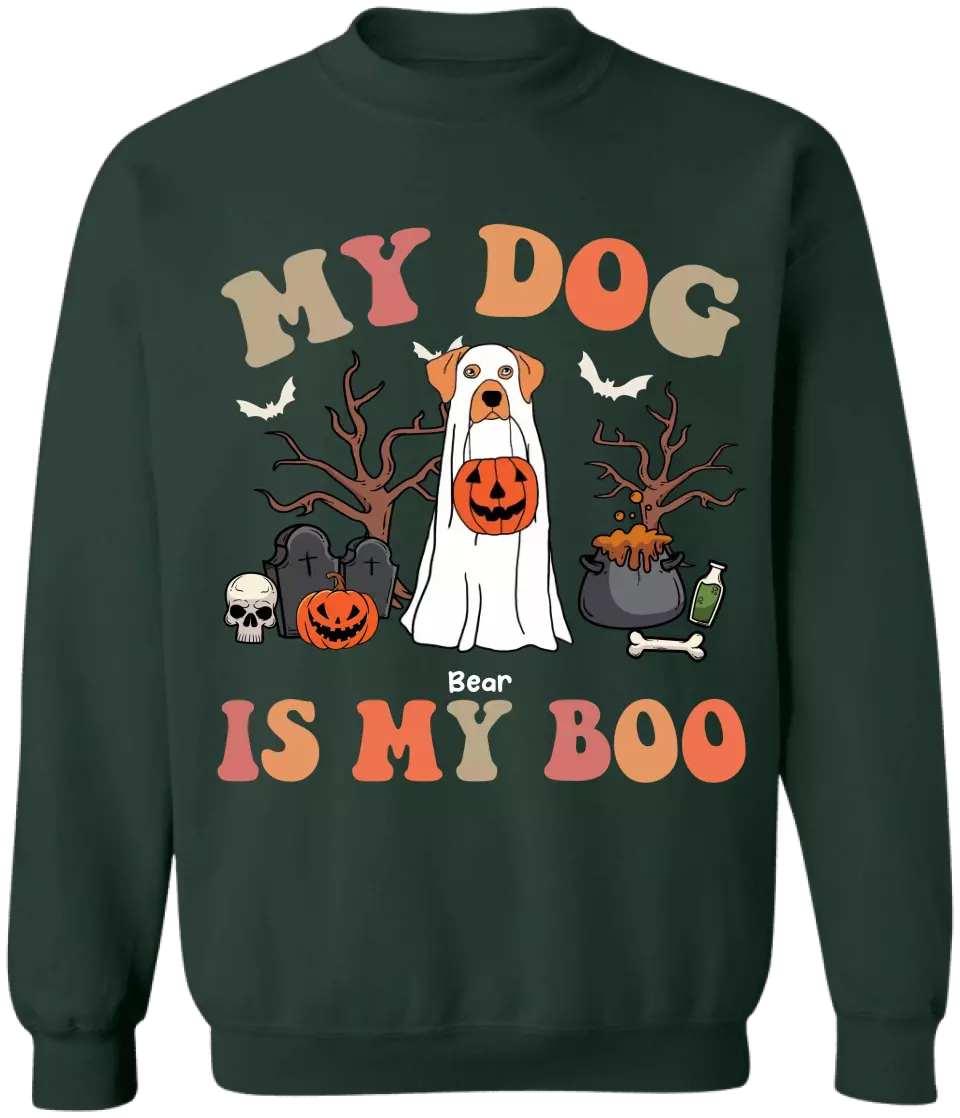 My Dog Is My Boo - Personalized T-Shirt, Gift For Dog Lovers, Halloween Gifts - TS157AN