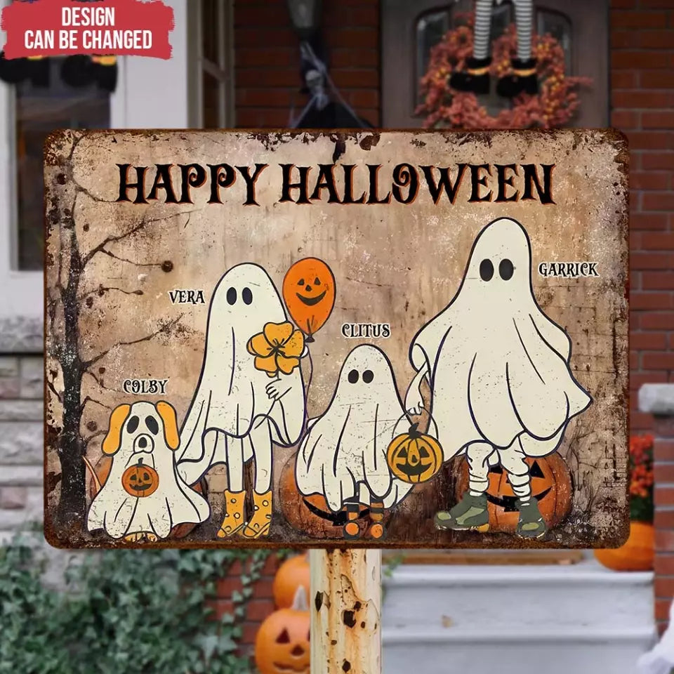 Happy Halloween - Personalized Metal Sign, Halloween Gift For Family, Halloween Decor - MTS116TL