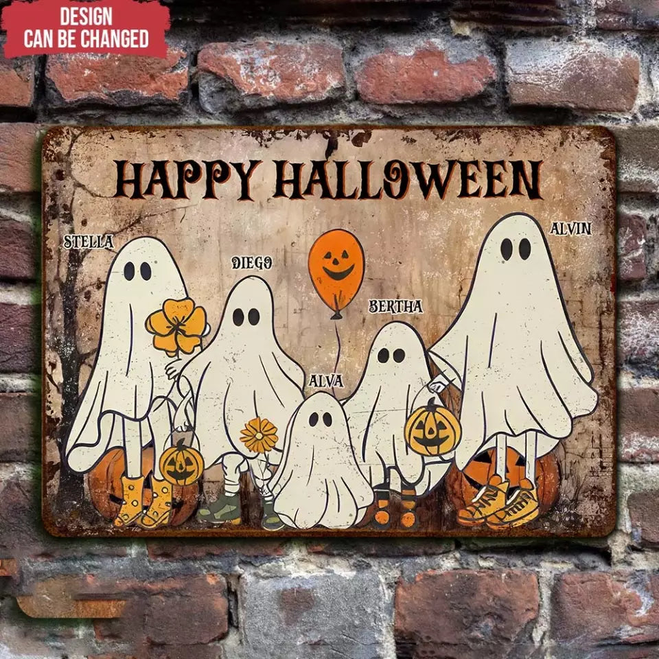 Happy Halloween - Personalized Metal Sign, Halloween Gift For Family, Halloween Decor - MTS116TL