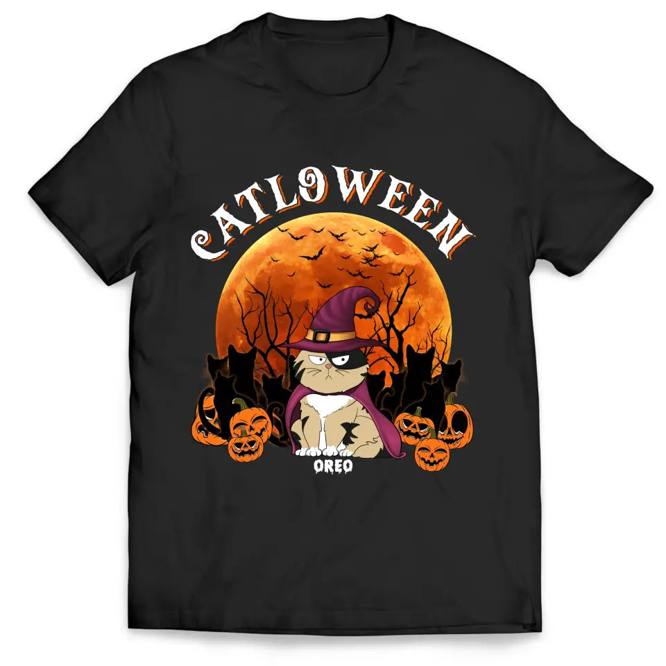 Catloween Gift, Halloween Gift For Cat Lover - Personalized T-Shirt, Halloween Gift - TS132TL