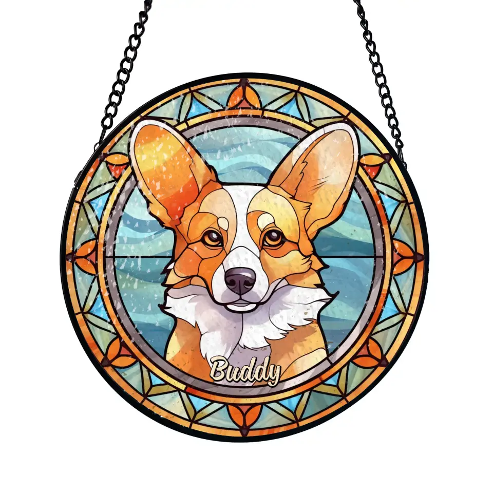 Dog &amp; Cat Breeds Custom Portrait - Personalized Window Stained Glass, Suncatcher Hanging, Gift For Pet Lovers - WSG36UP