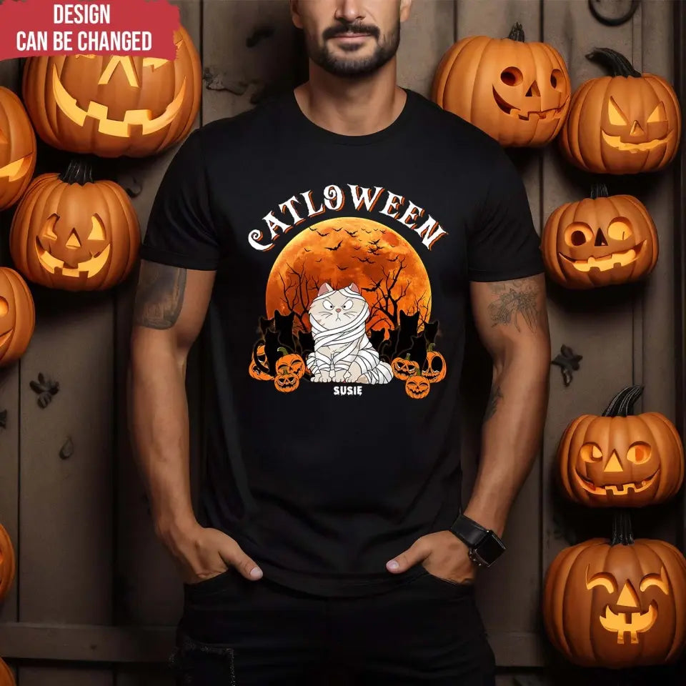 Catloween Gift, Halloween Gift For Cat Lover - Personalized T-Shirt, Halloween Gift - TS132TL