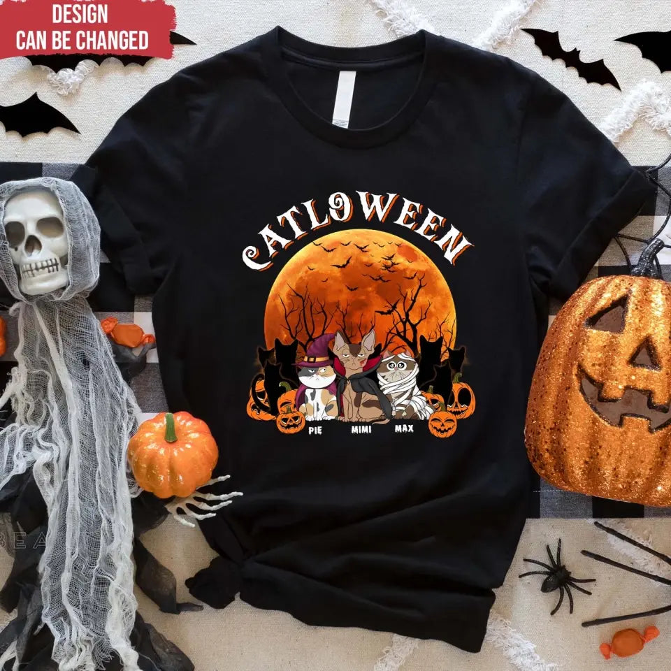 Catloween Gift, Halloween Gift For Cat Lover - Personalized T-Shirt, Halloween Gift - TS132TL