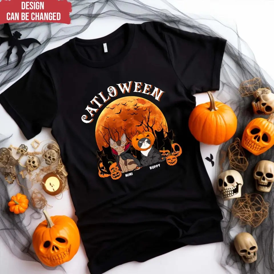 Catloween Gift, Halloween Gift For Cat Lover - Personalized T-Shirt, Halloween Gift - TS132TL