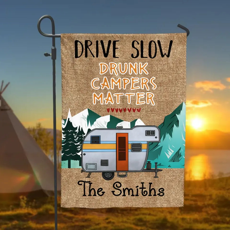 Camping Drunk Camper Matter - Personalized Garden Flag, Gift For Camping Lovers - GF162AN