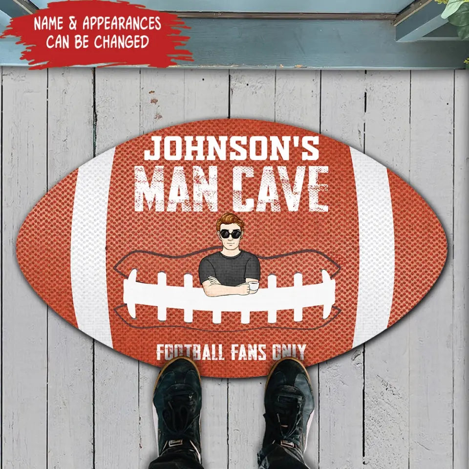 Football Man Cave Football Fans Only - Personalized Doormat, Football Season, Football Decor - DM25YV