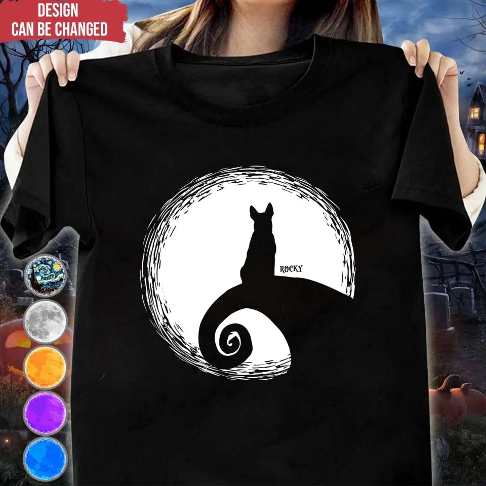 Halloween Black Dog And Moon - Personalized T-Shirt, Gift For Dog Lovers, Halloween Gift, Halloween tshirt, kids Halloween shirt, Halloween shirts, Halloween t-shirt,t-shirt, tee, personalized shirt,halloween, happy halloween, halloween party, halloween gift, halloween costumes, cute halloween, funny halloween