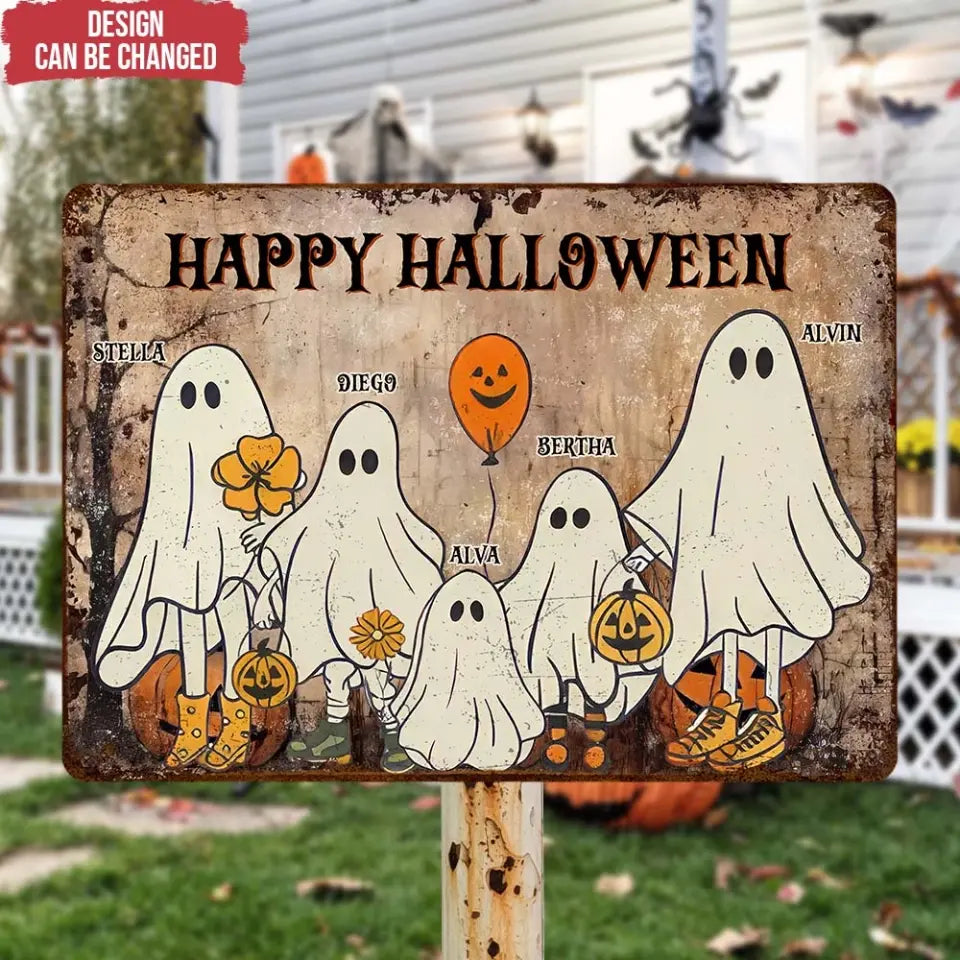 Happy Halloween - Personalized Metal Sign, Halloween Gift For Family, Halloween Decor - MTS116TL
