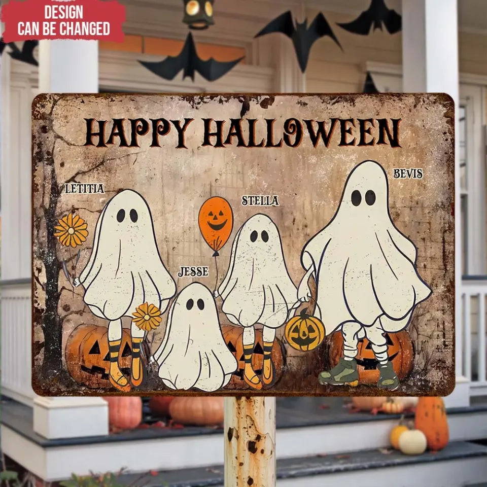 Happy Halloween - Personalized Metal Sign, Halloween Gift For Family, Halloween Decor - MTS116TL
