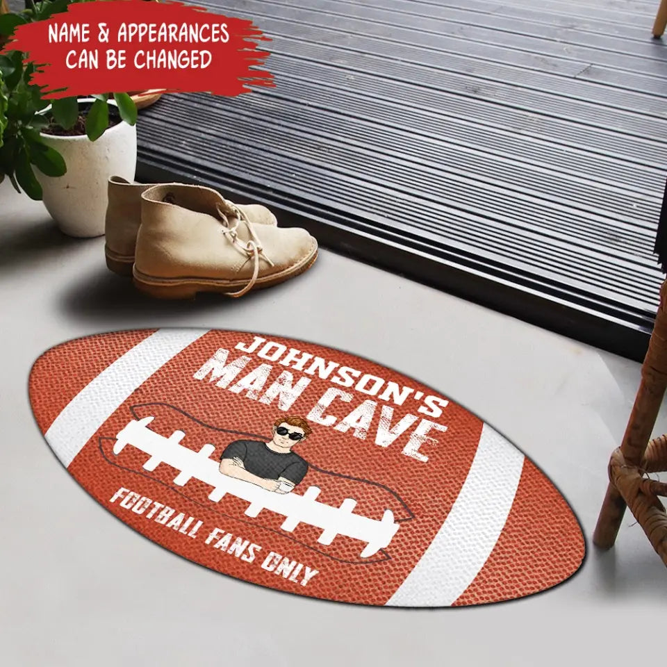 Football Man Cave Football Fans Only - Personalized Doormat, Football Season, Football Decor - DM25YV