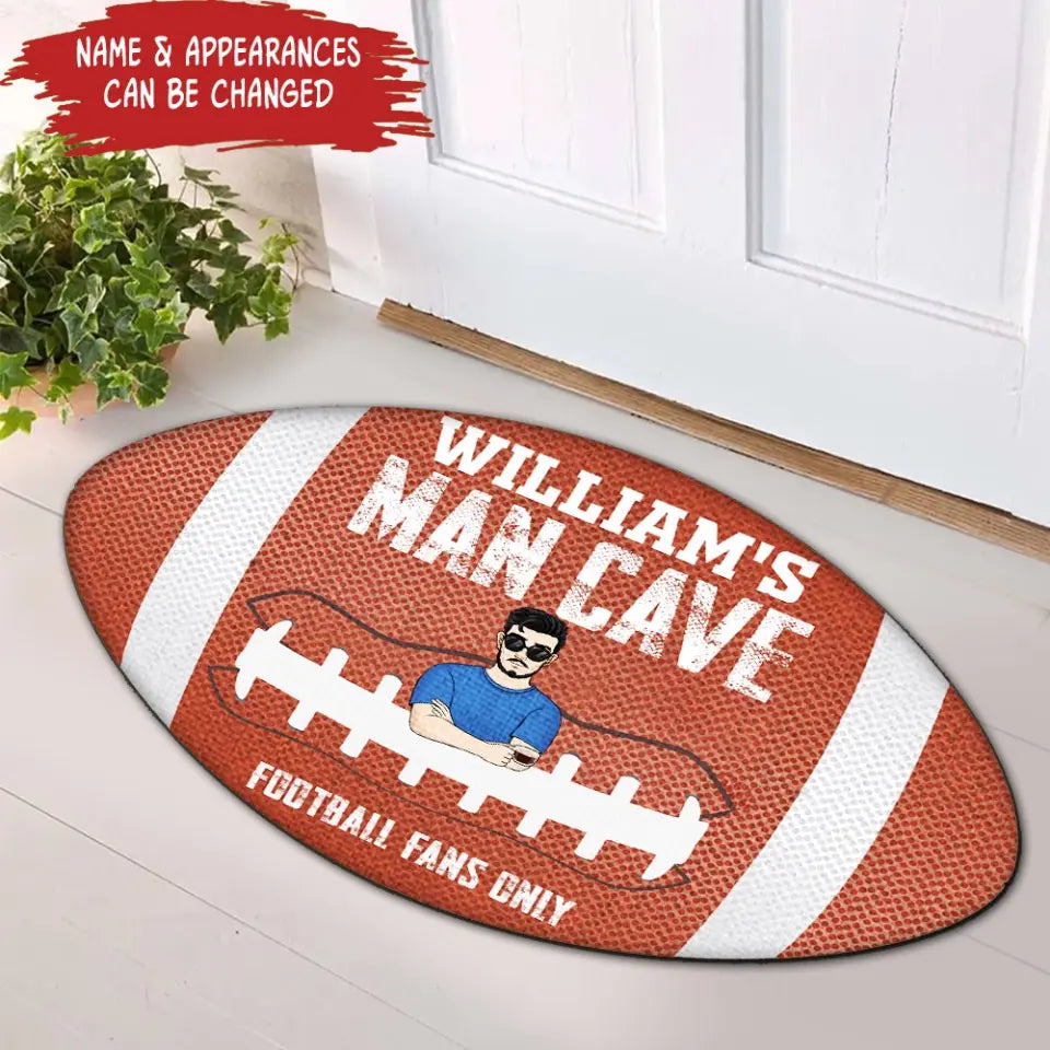 Football Man Cave Football Fans Only - Personalized Doormat, Football Season, Football Decor - DM25YV