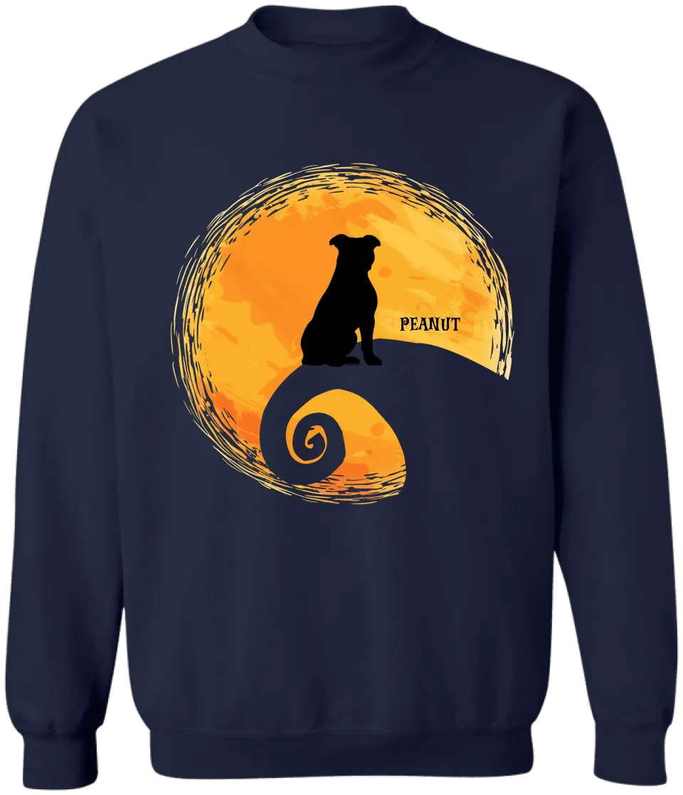 Halloween Black Dog And Moon - Personalized T-Shirt, Gift For Dog Lovers, Halloween Gift - TS168AN