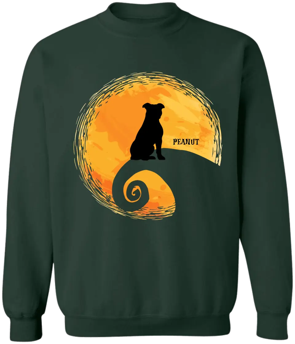 Halloween Black Dog And Moon - Personalized T-Shirt, Gift For Dog Lovers, Halloween Gift - TS168AN