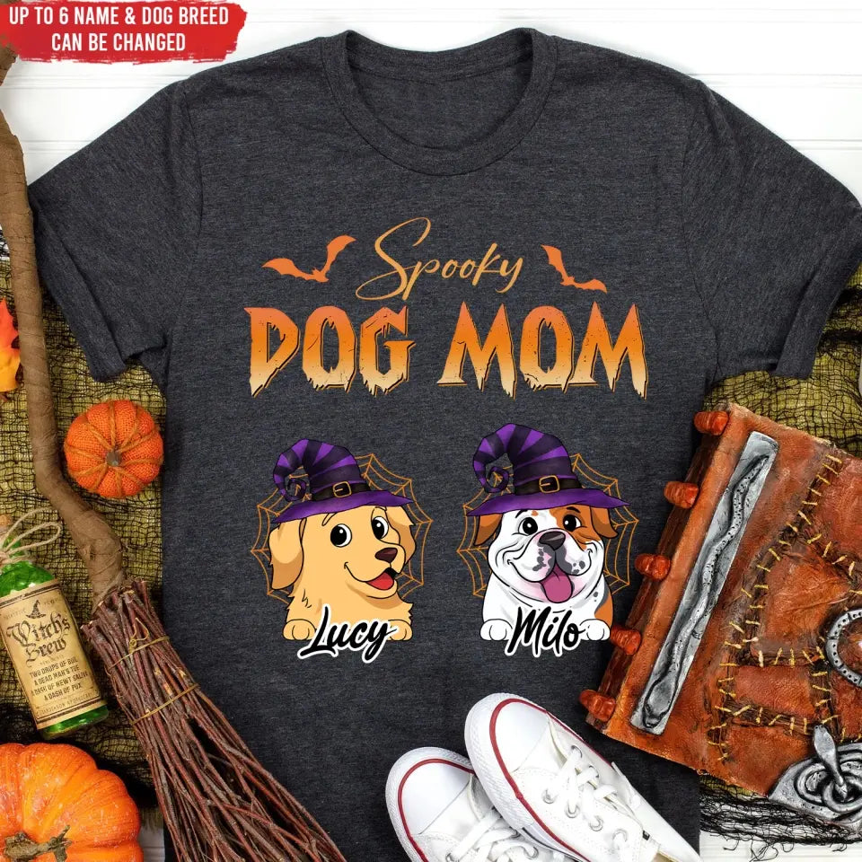 Spooky Dog Mom - Personalized T-Shirt, Halloween Gift For Dog Lover, Gift For Dog Mom - TS139TL