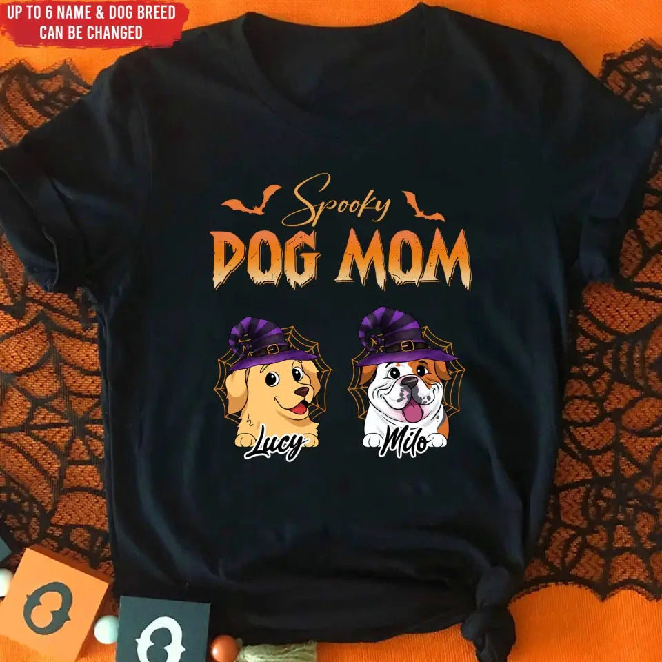 Spooky Dog Mom - Personalized T-Shirt, Halloween Gift For Dog Lover, Gift For Dog Mom - TS139TL