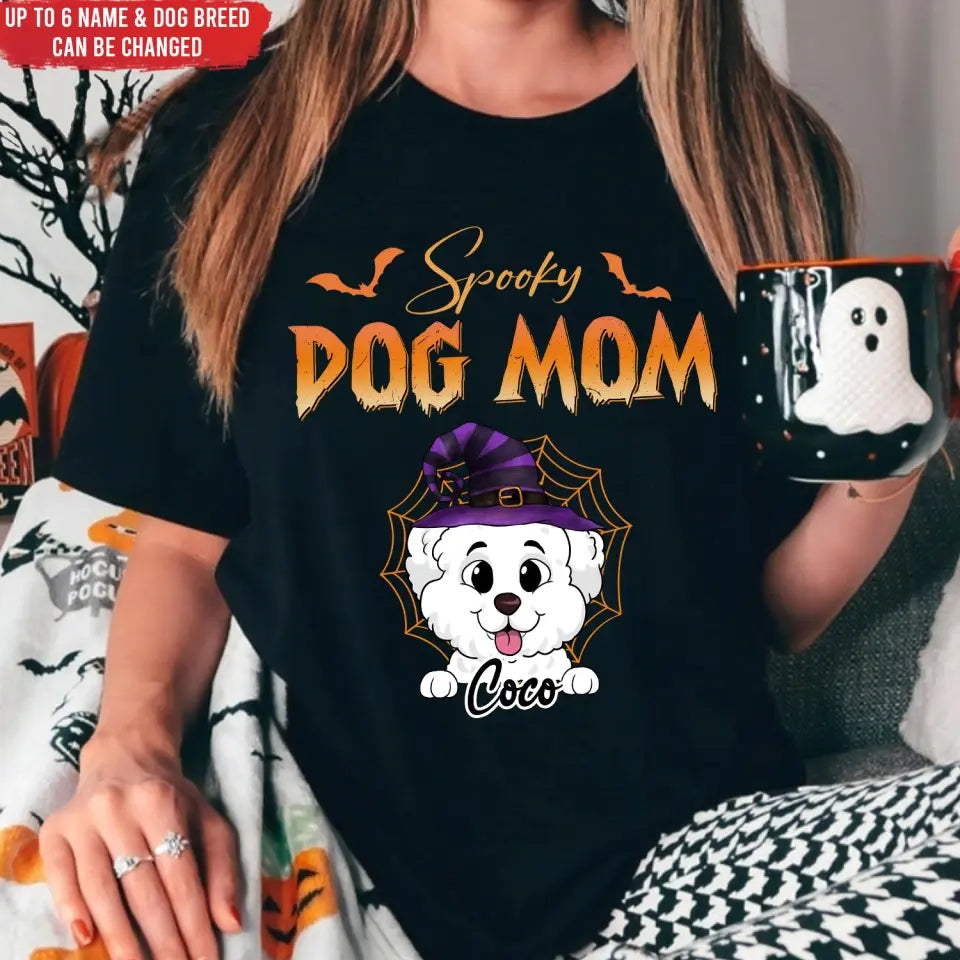 Spooky Dog Mom - Personalized T-Shirt, Halloween Gift For Dog Lover, Gift For Dog Mom - TS139TL